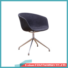 Plastic Swivel Office Upholsterd in Fabric Chair with Cushion and Aluminum Polished Feet